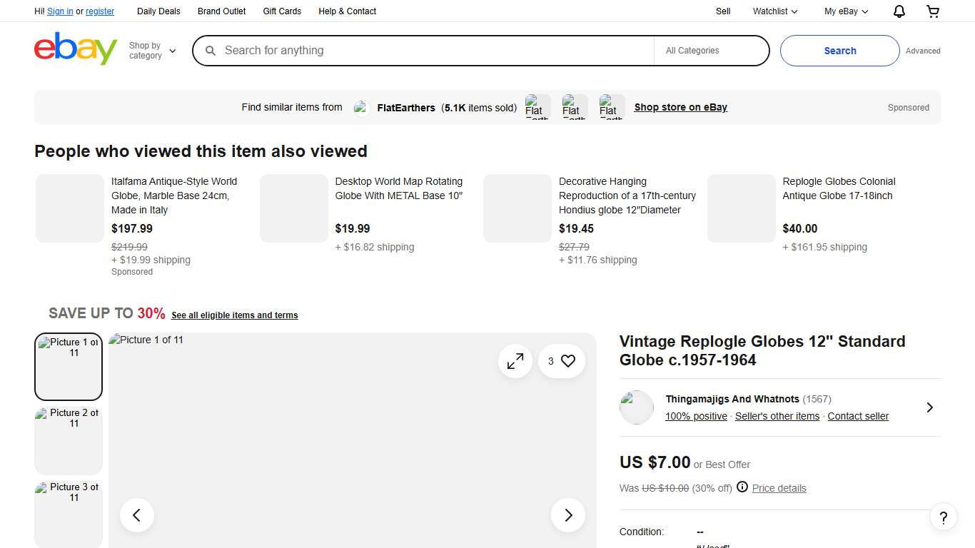 Vintage Replogle Globes 12" Standard Globe c.1957-1964 | eBay