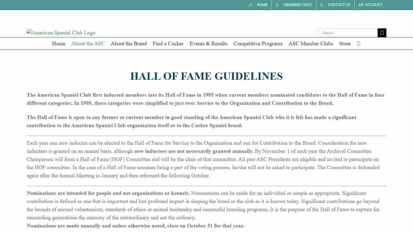 Hall of Fame – Revised – American Spaniel Club
